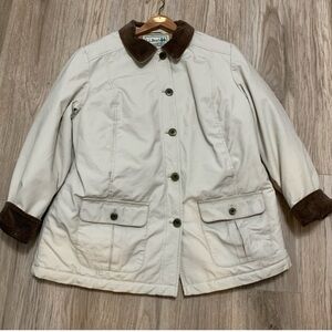 LL Bean Adirondack Chore Jacket Barn Coat Corduroy Trim Quilted Lining L Petite